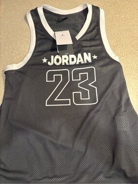 Jordan Black and White Mesh Basketball Jersey 23